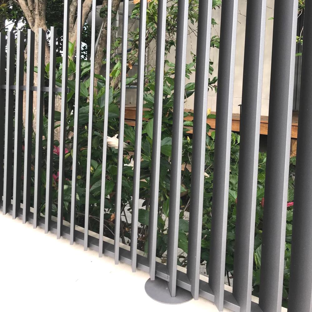 Angled aluminium slat fence providing privacy and airflow
