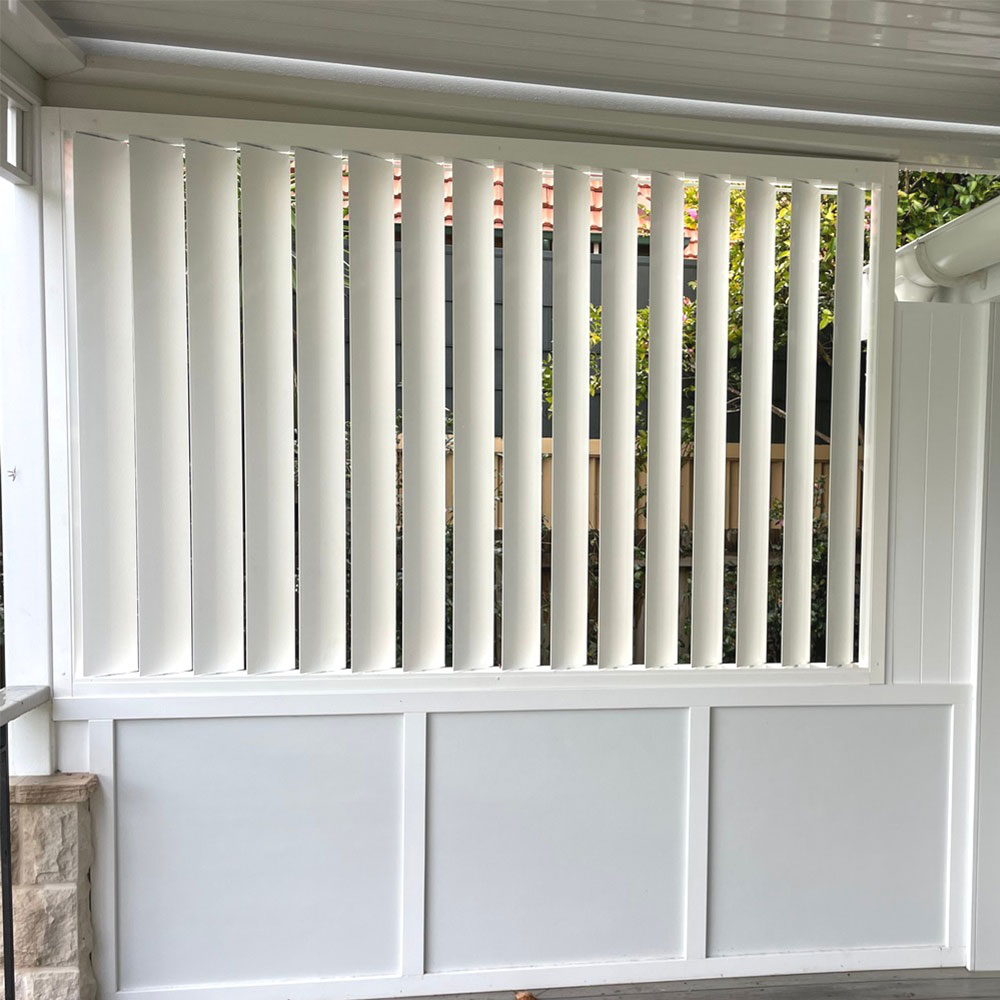 vertical louvres on the side of a balcony